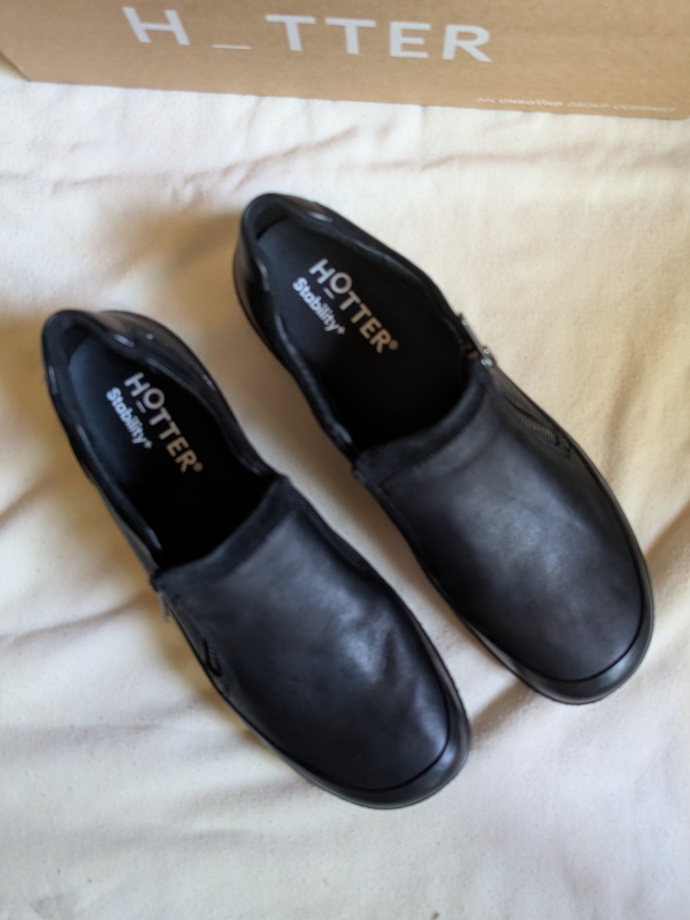 Hotter Black Women's Leather Slip-On Loafers